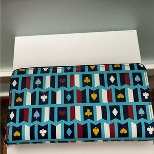Jonathan Adler Card Print Zippered Closure Wallet GUC